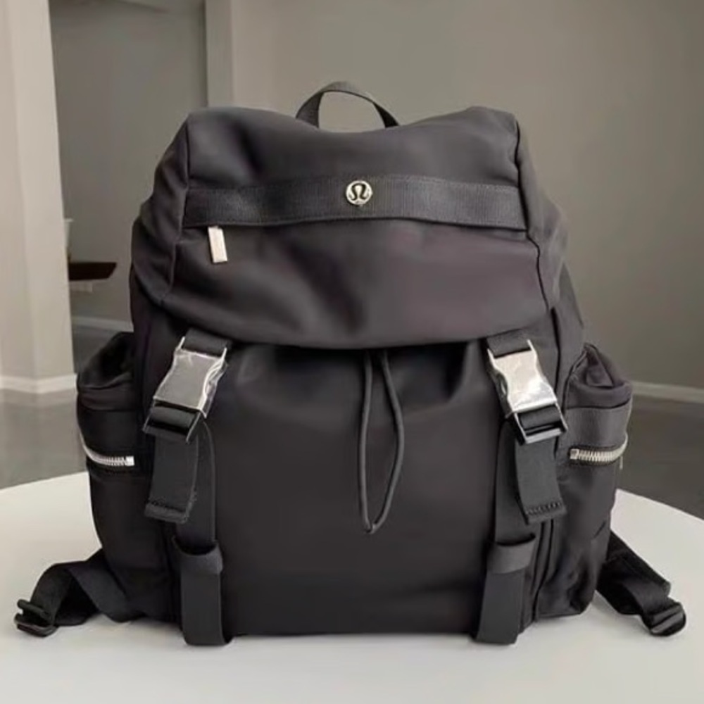 Lululemon Athletica Black Backpack with Metallic Details